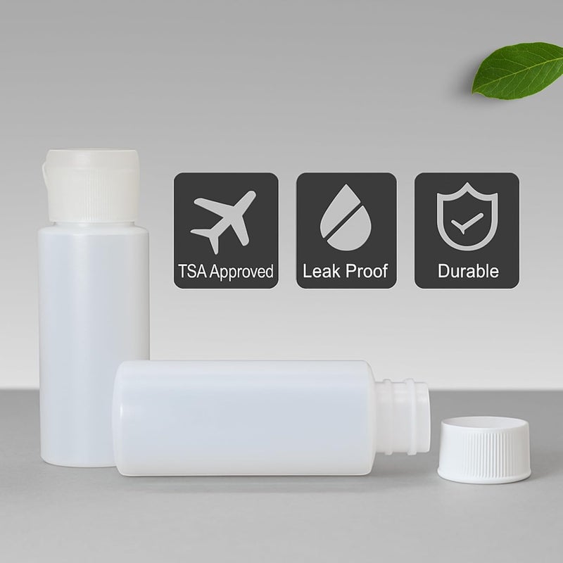 SELECTSHEN 2oz 8-Pieces TSA Approved Translucent Squeeze Bottles with Flip Cap & Extra Screw Caps, Leak Proof, FDA Compliant. Safe for Premium Costmetic, Shampoo, Conditioner DIY projects and Camping. - Image 5